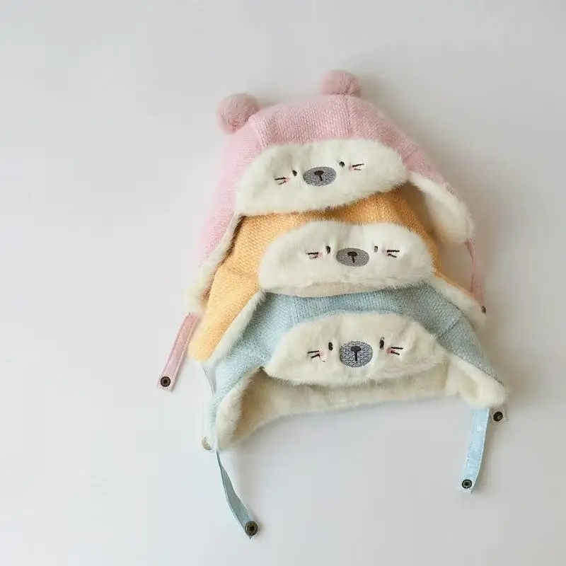 Зимняя милая мягкая теплая детская шапка на подкладке, утолщенная теплая защитная шапка для ушей для мальчиков и девочек, теплая детская шапка