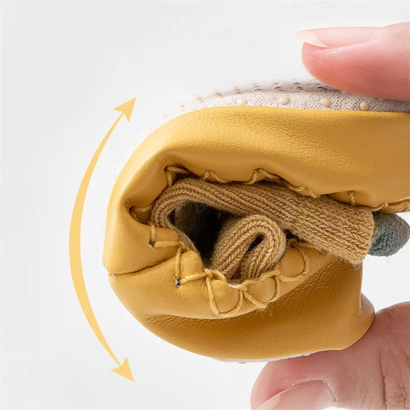 طفل الجوارب أحذية الخريف الشتاء الوليد الكرتون الأولى مشوا لينة سوليد أحذية عادية الرضع طفل المضادة للانزلاق جوارب يمكن السير بها على الأرض 0-24 متر #6