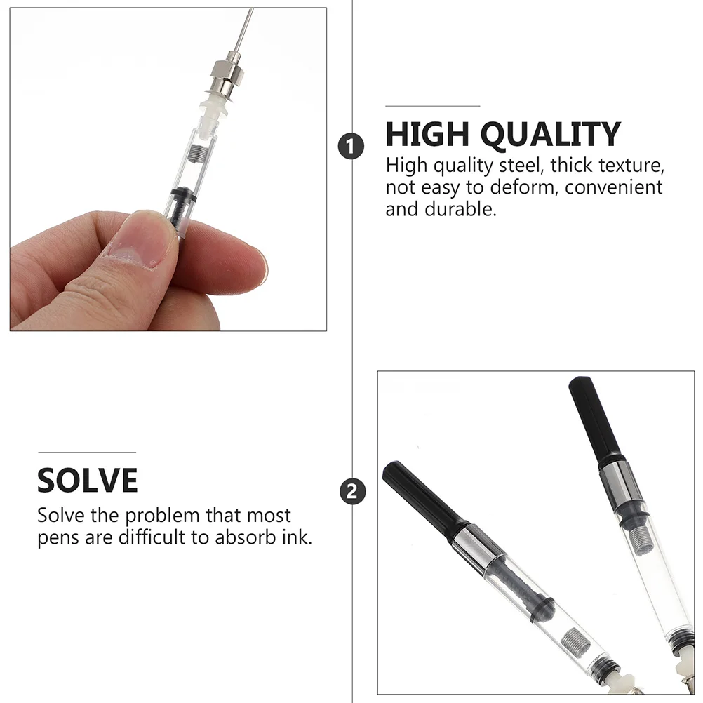 

6pcs Fountain Pen Filler Converter Syringe Tank Stainless Steel Supplies Refill Ink Tool Practical