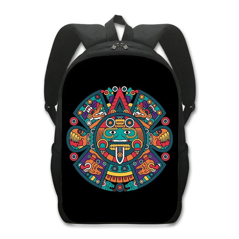 Mochila con patrón de arte azteca de México, bolso escolar de moda, Maya Quetzalcoatl, Dios, bolsa para ordenador portátil para estudiantes, mochilas de Hip Hop, bolsa de libros, regalo