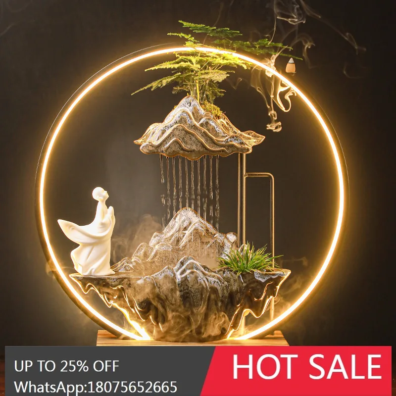 LYY  Wealth-Attracting Water Fountain Landscape Zen Ornament Desktop Housewarming Gift