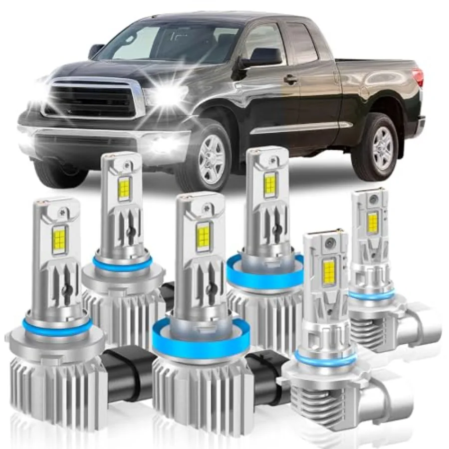 Fit Light Bulbs, High/Low Beam Fog Light Bulbs Combo, 800% Brightness CSP Chips, 6000K White, Efficient Heat Dissipation, Pack