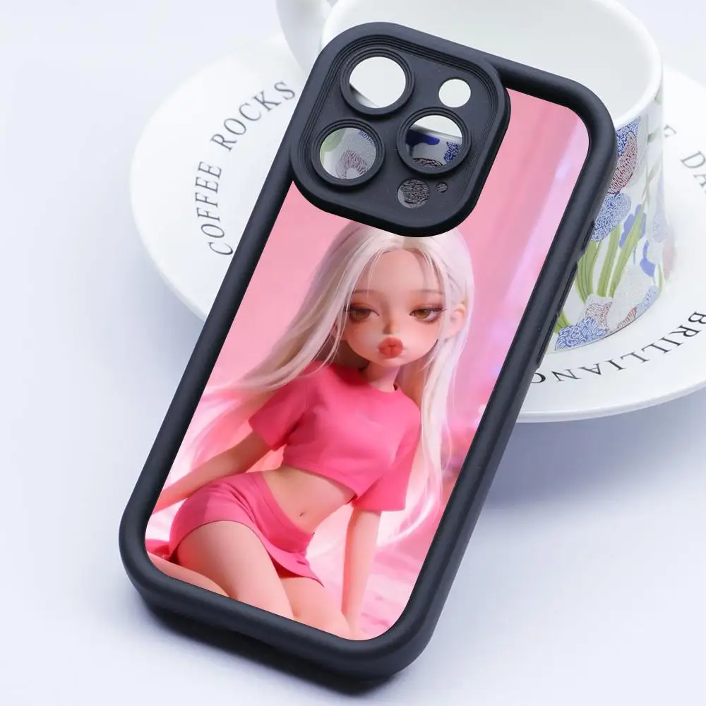 

Cute Anime Girl Phone Case for iPhone 17 16 15 14 13 12 11 Air Pro Max Plus Black Soft TPU Shockproof Cover