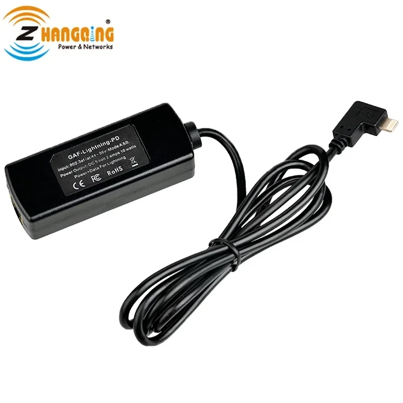 

5V Lightning PoE Adapter Tablet Charger Conference Ethernet power and wired data for mounted tablets and more lightning devices