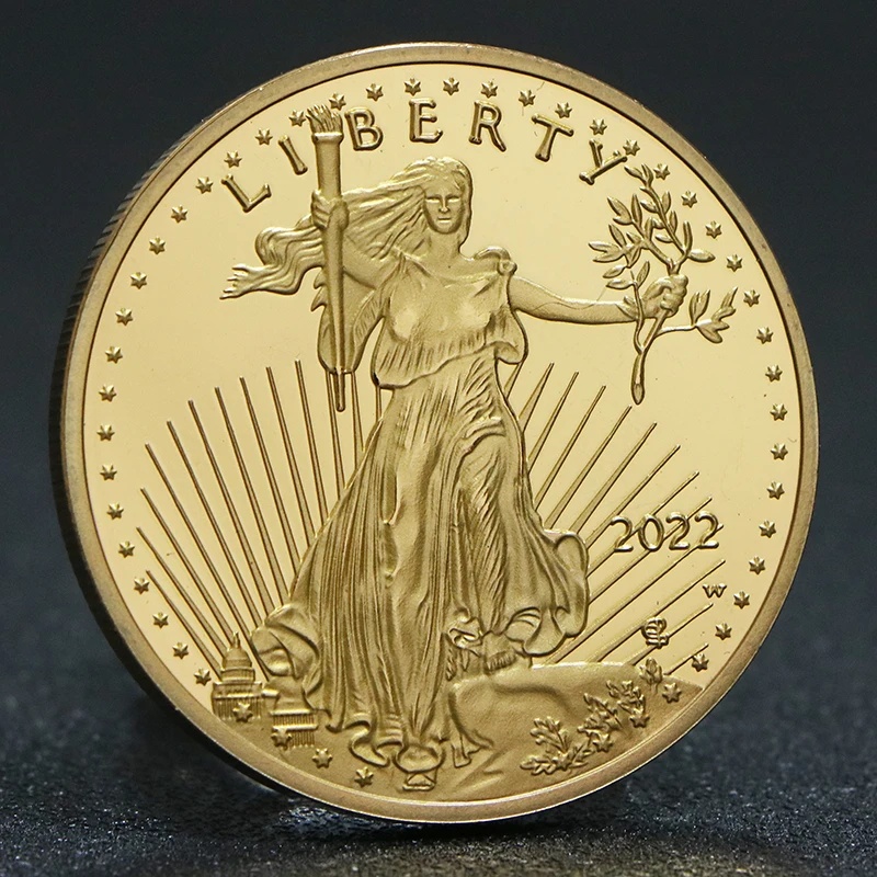 2022/2021 الولايات المتحدة الأمريكية الحرية النسر عملة الأمريكية غرامة عملة ذهبية المقتنيات ديكور المنزل في الله نحن نثق بهدايا عيد الميلاد