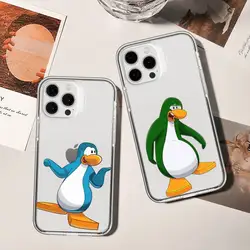 Cartoon Club Penguin  Phone Case For iPhone 11 12 Mini 13 14 Pro XS Max X 8 7 6s Plus 5 SE XR Transparent Shell