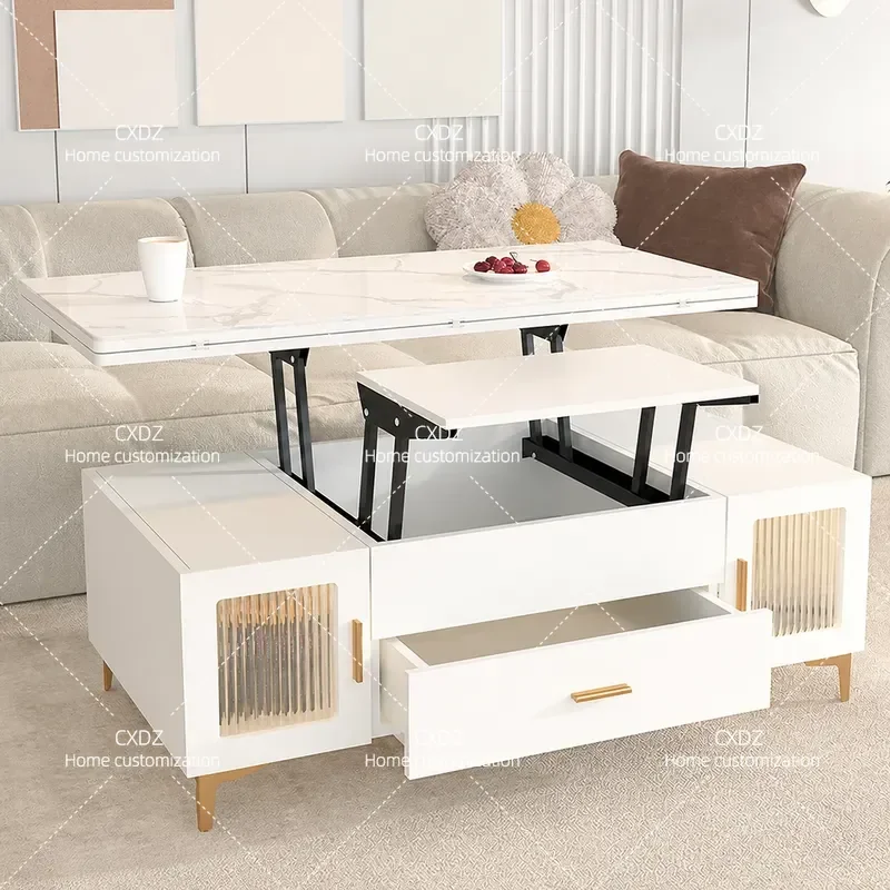 Lifting Coffee Table Dining Table Dual Purpose Small Apartment Living Room Household Integrated Foldable Two In One Solid