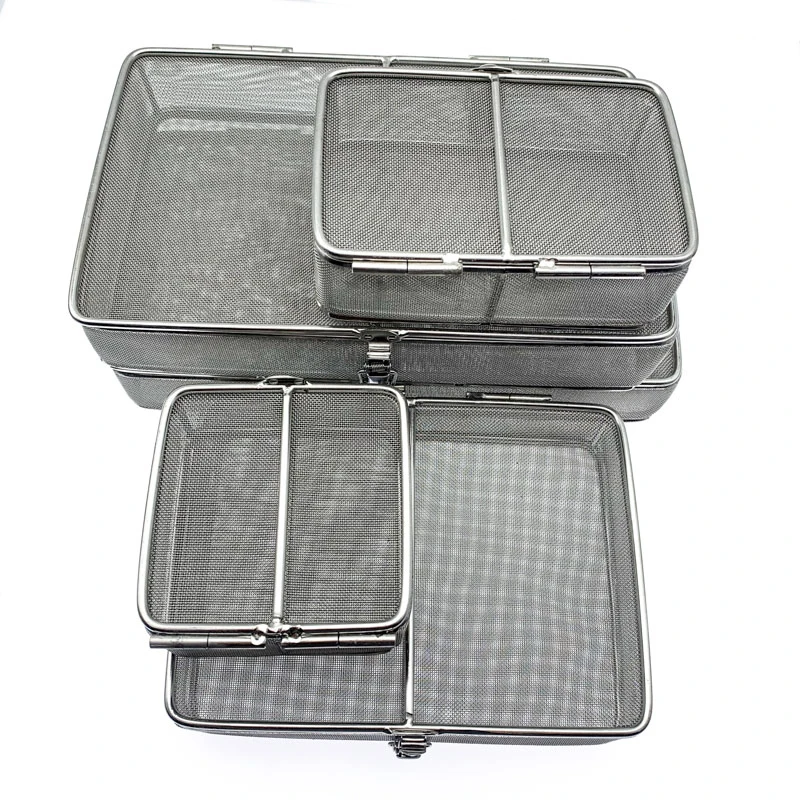 

Stainless steel Sterilization Baskets porous with Lid high temperature autoclave tray tool