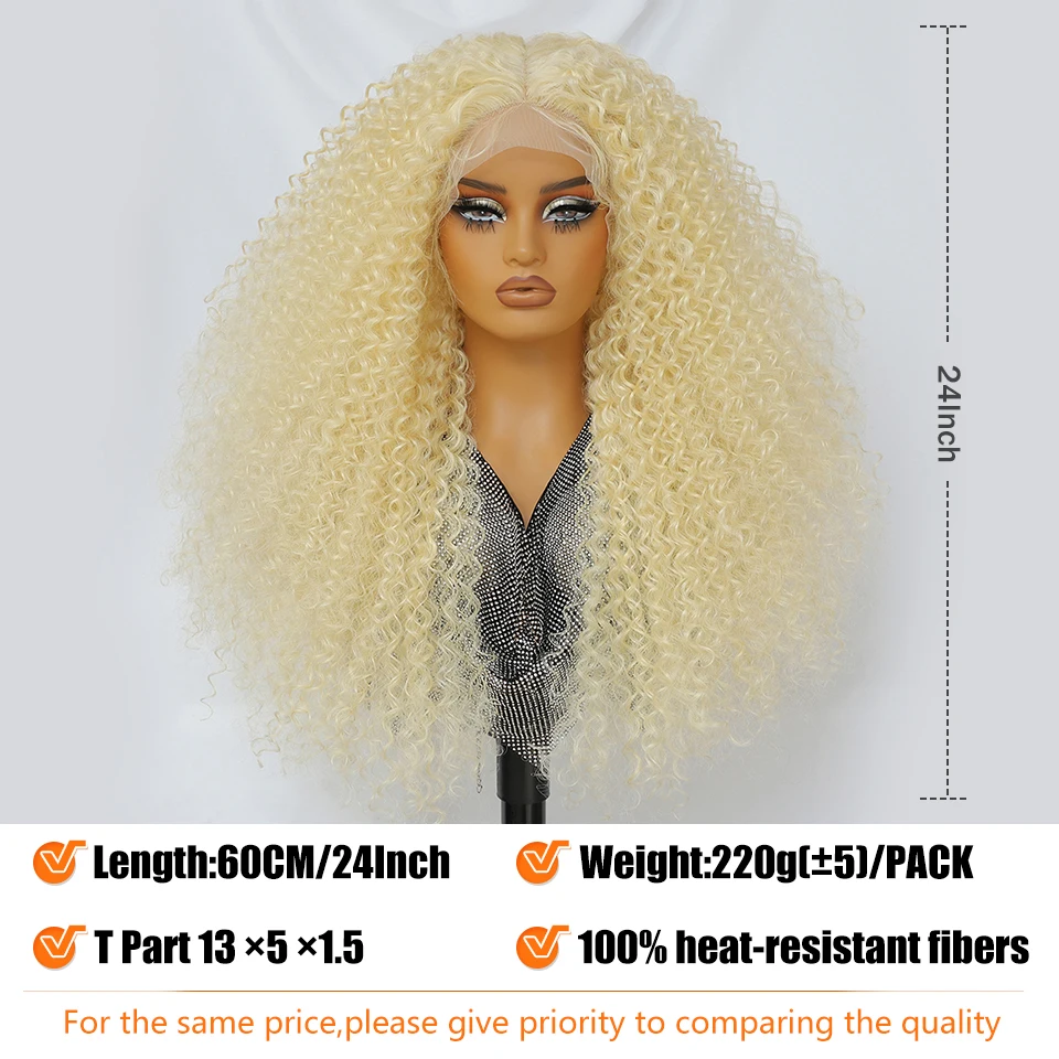 T Part Jerry Curls Синтетические кружевные парики 24-дюймовые странные вьющиеся парики для афро-женщин Ombre Brown 613 Черный предварительно выщипанный парик фронта шнурка