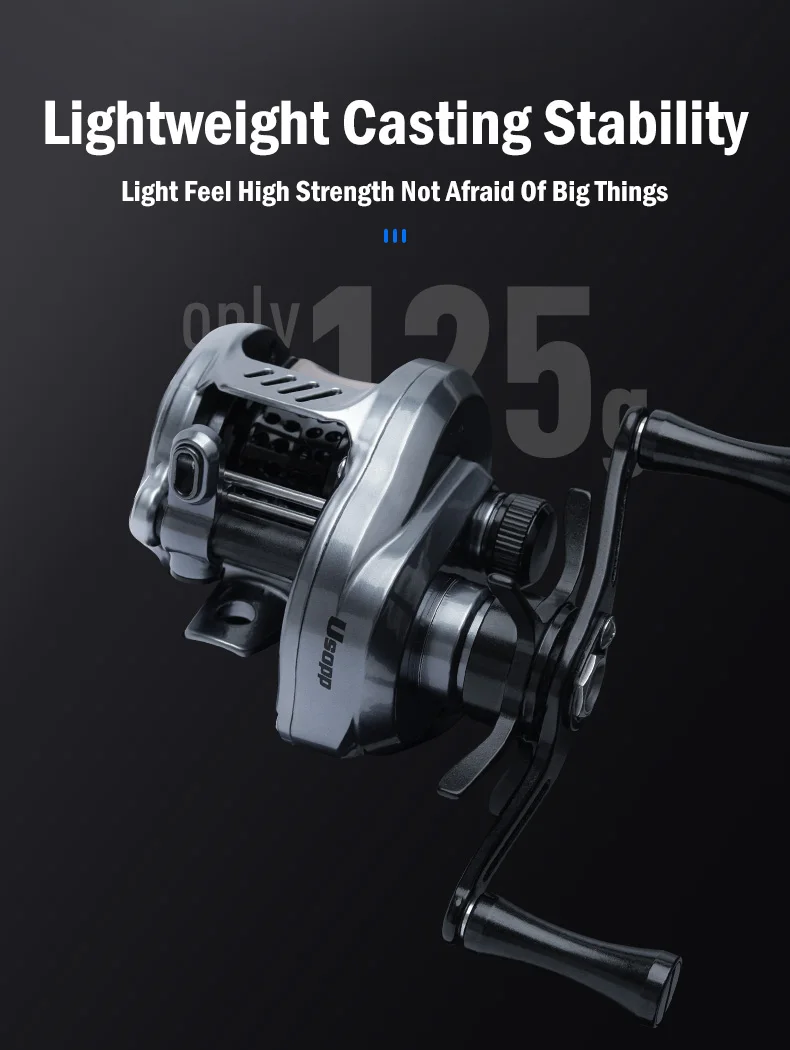Leydun Neue Lysop-Baitcasting-Angelrollen, 125 g, ultraleicht, 7,6:1, Übersetzungsverhältnis 4,5 kg, Drag-Power-Köderwurfrolle, Baitcaster Tackle – Detail 9
