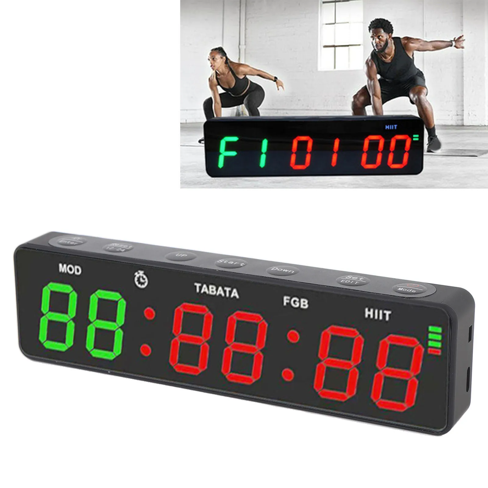 Temporizador Digital de Fitness, Cronómetro Portátil para Gimnasio, Reloj Recargable con Cuenta Regresiva y Cuenta Ascendente, Magnético para Boxeo