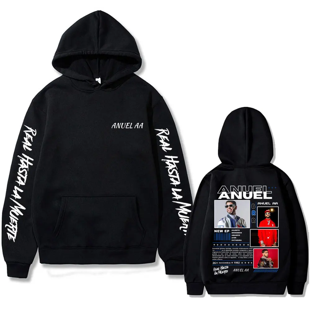 Rapper Anuel AA Real Hasta La Muerte Graphic Hoodie Men's Hip Hop Fashion Sweatshirt Men Women Clothing Casual Oversized Hoodies