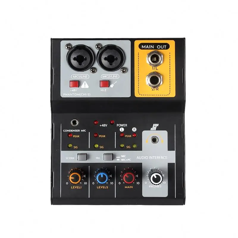 Mini 2 Channel Audio mixer PC For Recording Audio Equipment live broadcast professional recording mixers mini mixing console