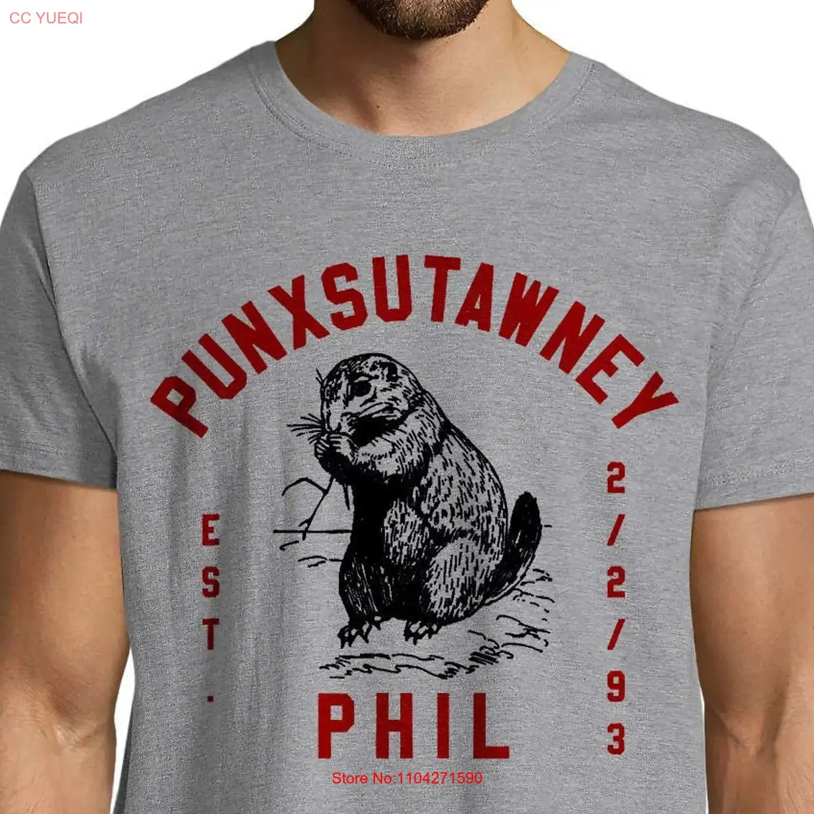 Фото Мужская хлопковая футболка Groundhog Day Punxsutawney Phil, винтажная, с эффектом потертости, повседневная, мягкая, универсальная, дизайнерская, с графическим принтом