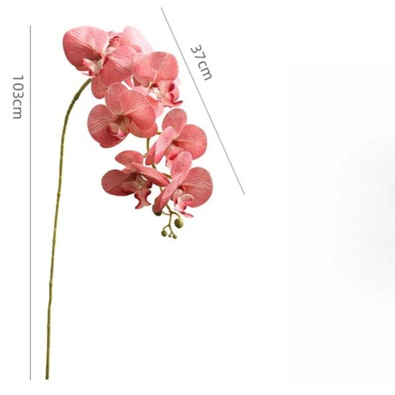 6 Stück künstliche Blumen, 3D-gedruckte Schmetterlingsorchidee, Hochzeitsdekoration, rosa Kunstblume, 103 cm, Simulation von Phalaenopsis-Zweigen – Detail 4