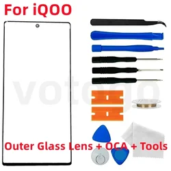 Front Outer Screen Glass Lens + OCA For For iQOO Neo 5 7 8 9 9S 10 11 12 13 Pro Z9 LCD Display Touch Panel Cover Replacement Kit