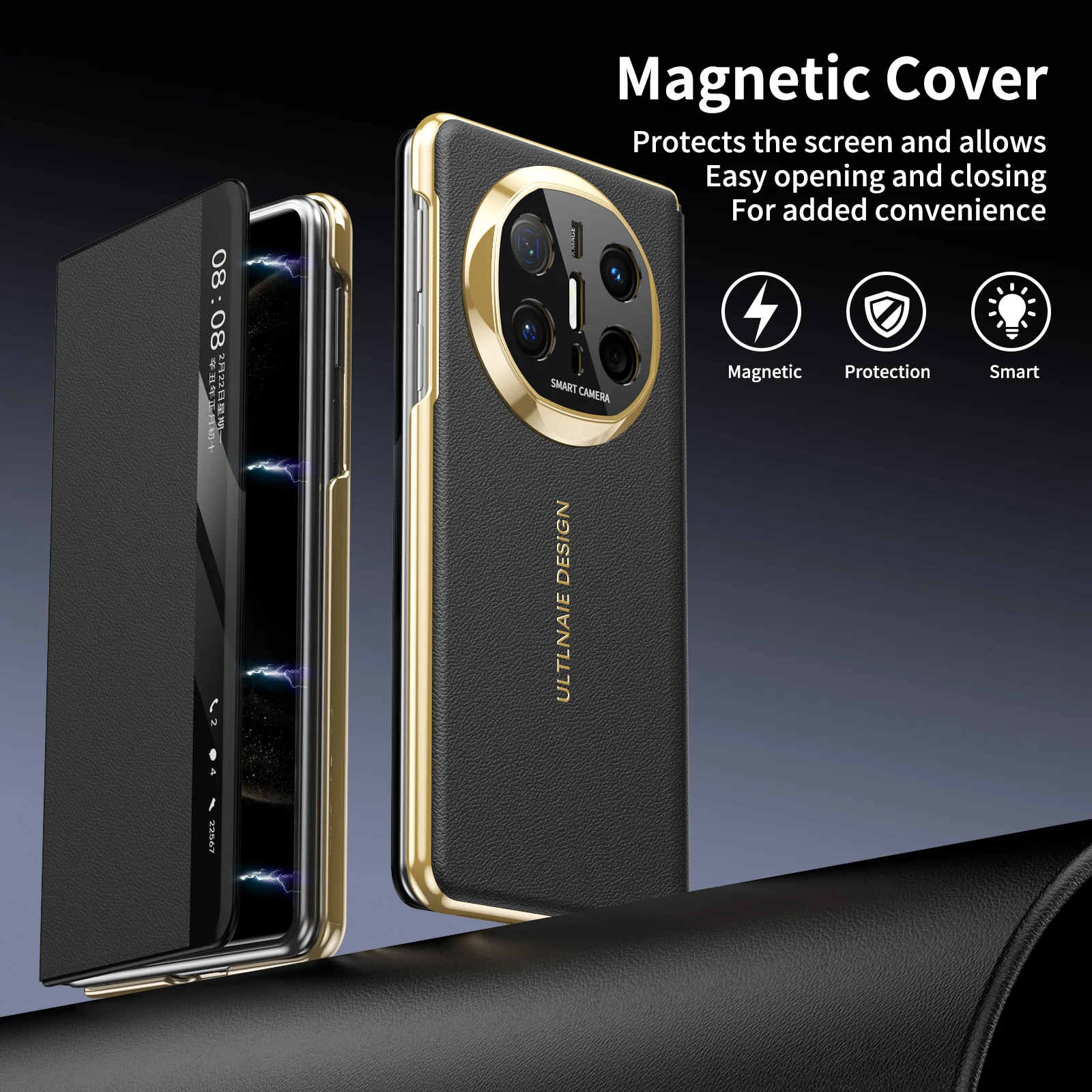 

For Huawei Mate X6 X5 Premium Leather Flip Cover Full Lens Protection Magnetic Anti-Drop Anti-Fingerprint Phone Case