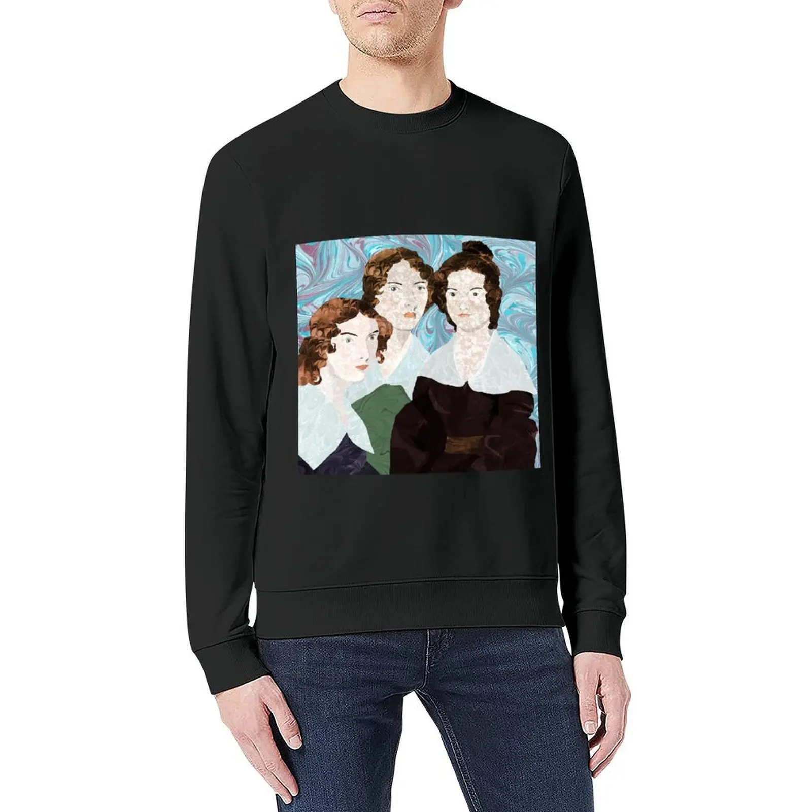Bronte Sisters in Marbled Bookbinding Paper Pullover men's clothes mens clothing men's coat sweatshirts men #5