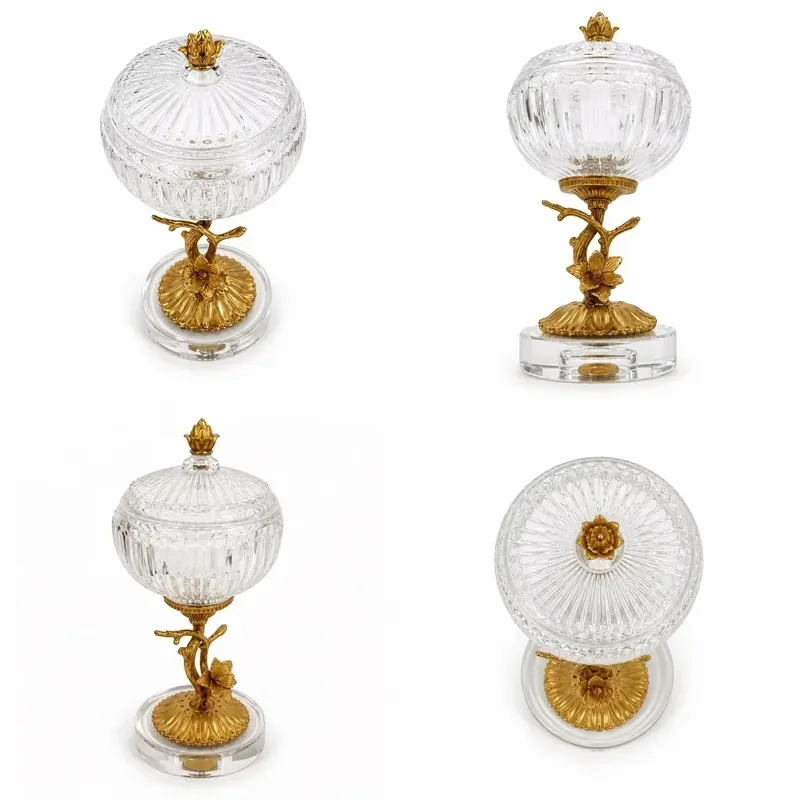 Clear candy jar with brass Nordic decorative glass candy container for buffet and party table displays G1332