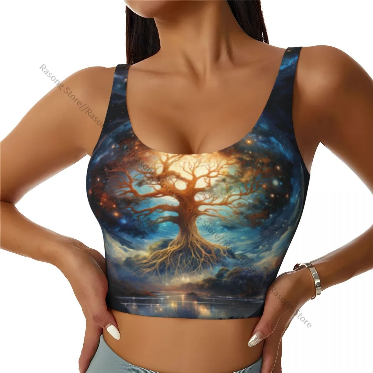 Sports Bra Women Running Yoga Clothes Vest Fantasy Landscape With Tree Planet Gathering Fitness Vest