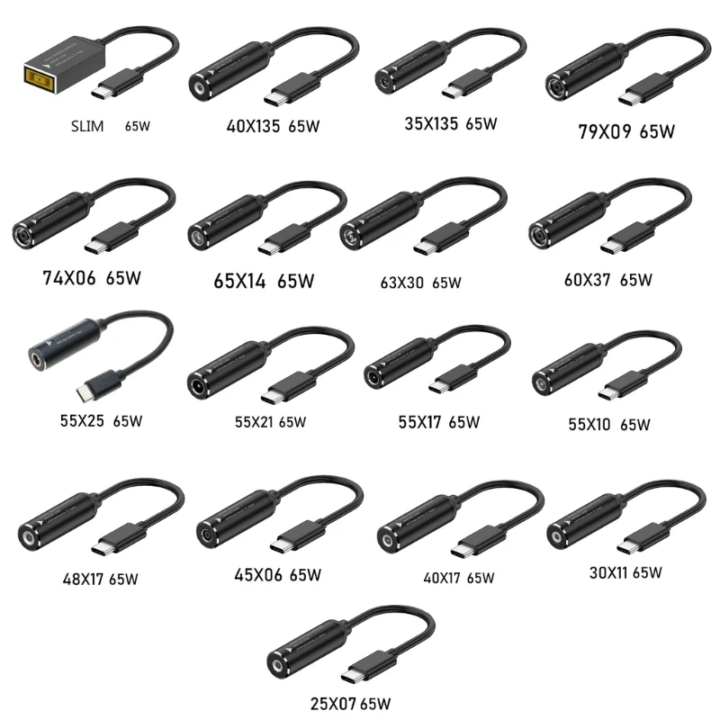 Female to Type-C Male Adapter Cable up to 65W Output Support 5V9V12V15V20V 2.25A Output for PC Power Connector Dropship