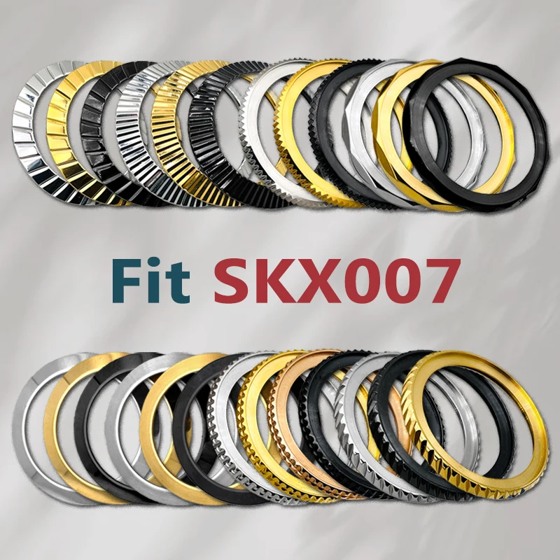 PVD Gold Silver Black Watch Cases Bezel Rims Fits Seiko SKX007 SKX009 SKX011 SRPD Watch Repair Replace Parts