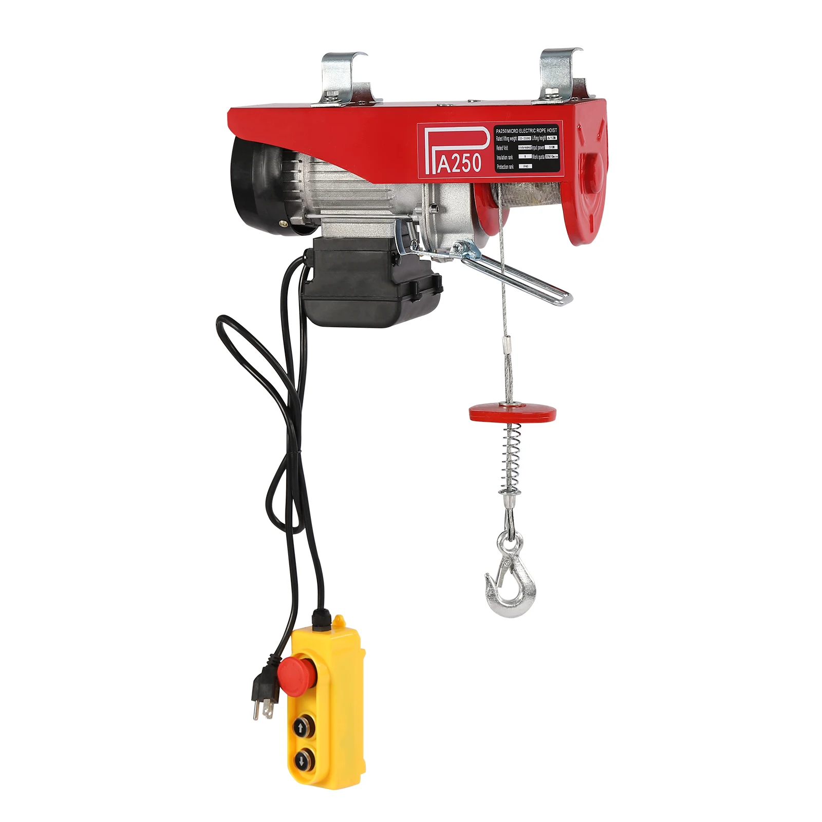 200KG/250KG Electric Hoist Winch Crane Overhead With Remote Control And 6m/20ft(Double Cable) Lifting Height