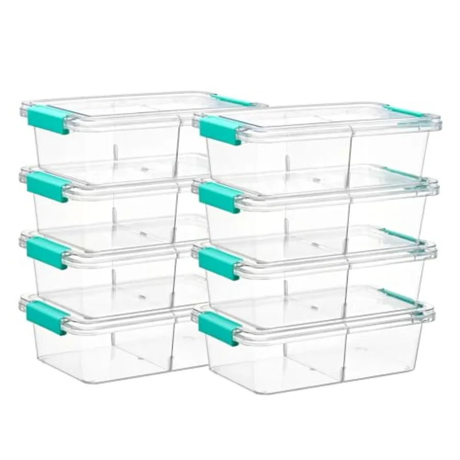 

8 Pack Clear Pencil Box with Removable Divider, Plastic Pencil Case Crayon Box, Stackable Storage Containers with Lid for Pen,