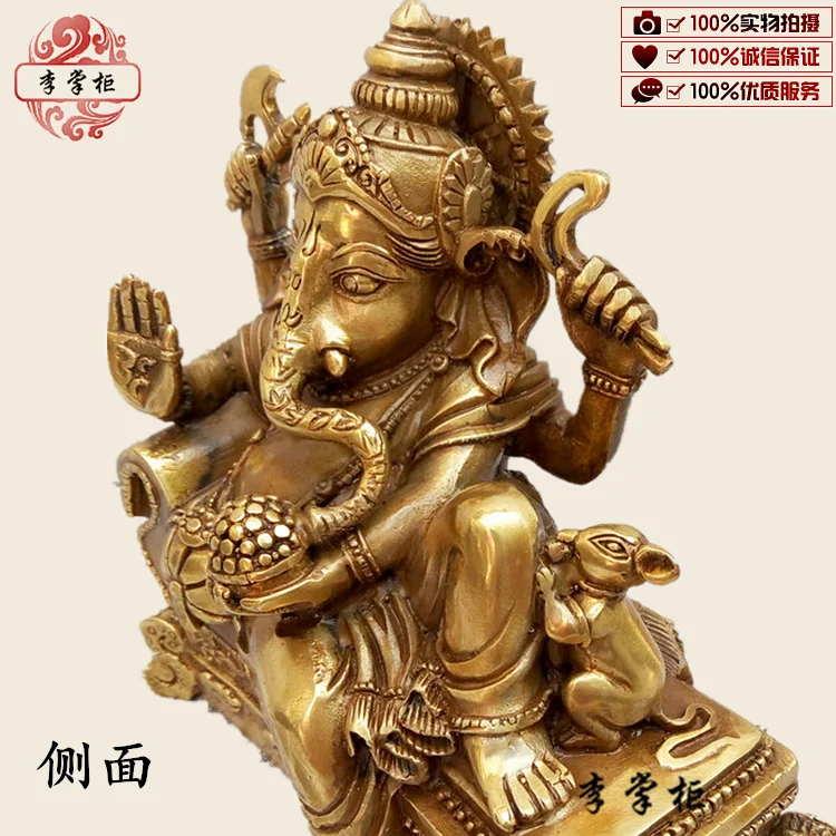 Tibetan Tantra Buddha Statue Thai Elephant God of Wealth Victory Pure Copper Elephant Nose God Lying Chair Decoration