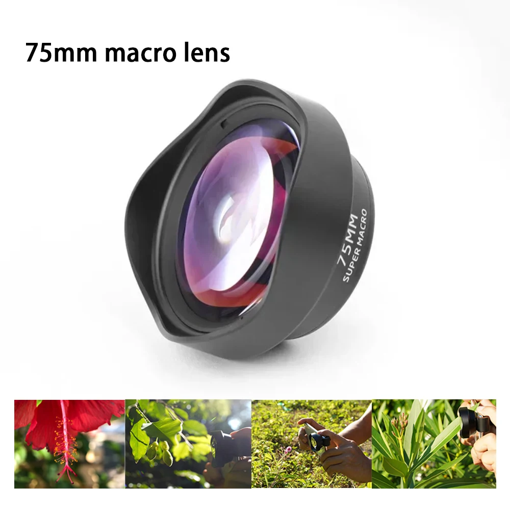 75MM 20X HD Super Macro Phone Camera Lens UV Filter DSLR Effect Clip‑on Mobile Lens for iPhone 15 14 13 12 Pro Max Samsung phone