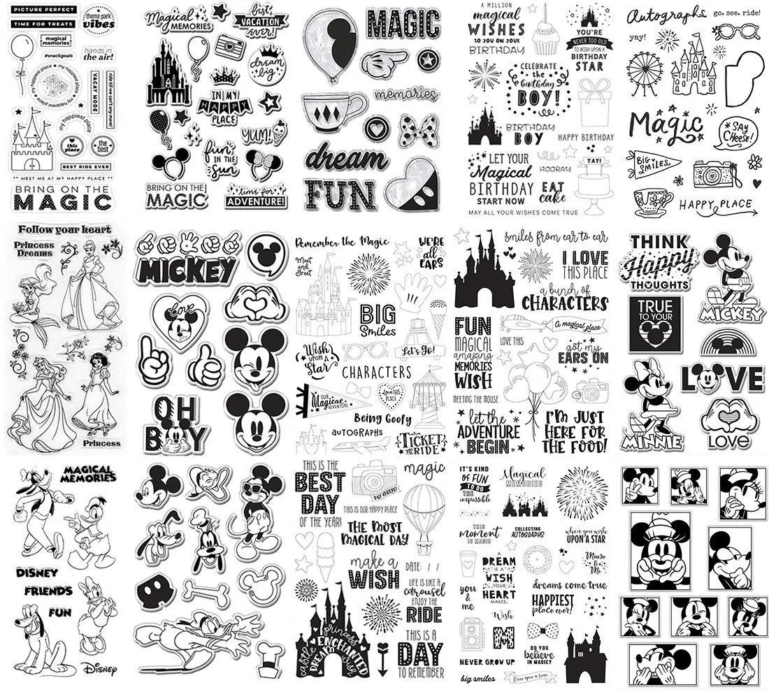 Disney Magical Day Stamps And Dies for DIY Scrapbooking Paper Card Craft Pincess Mickey Mouse Donald Duck Stamp 2022 New Arrival