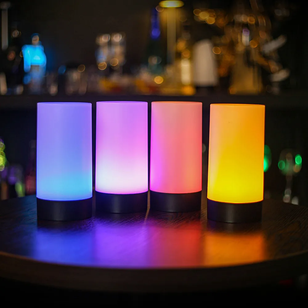 LED Atmosphere Festive Party Indoor Table Decoration RGB Colorful Cylindrical Table Lamp