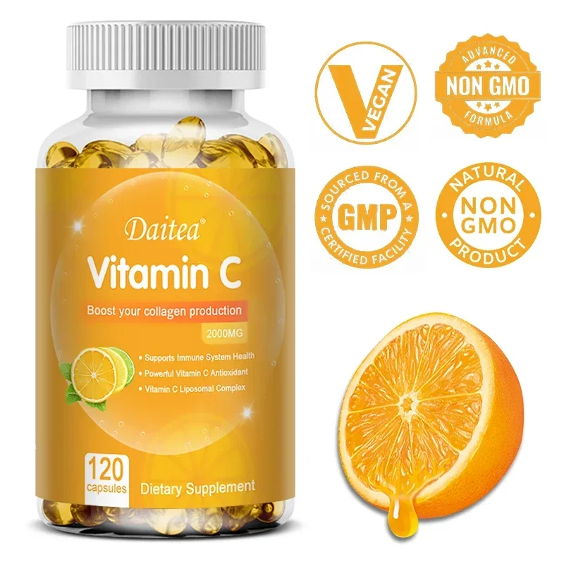 Vitamin C 2000 Mg Capsules, Nutritional Supplements - Immunity, Collagen Boosters and Antioxidants, Skin Health, Vitamin C