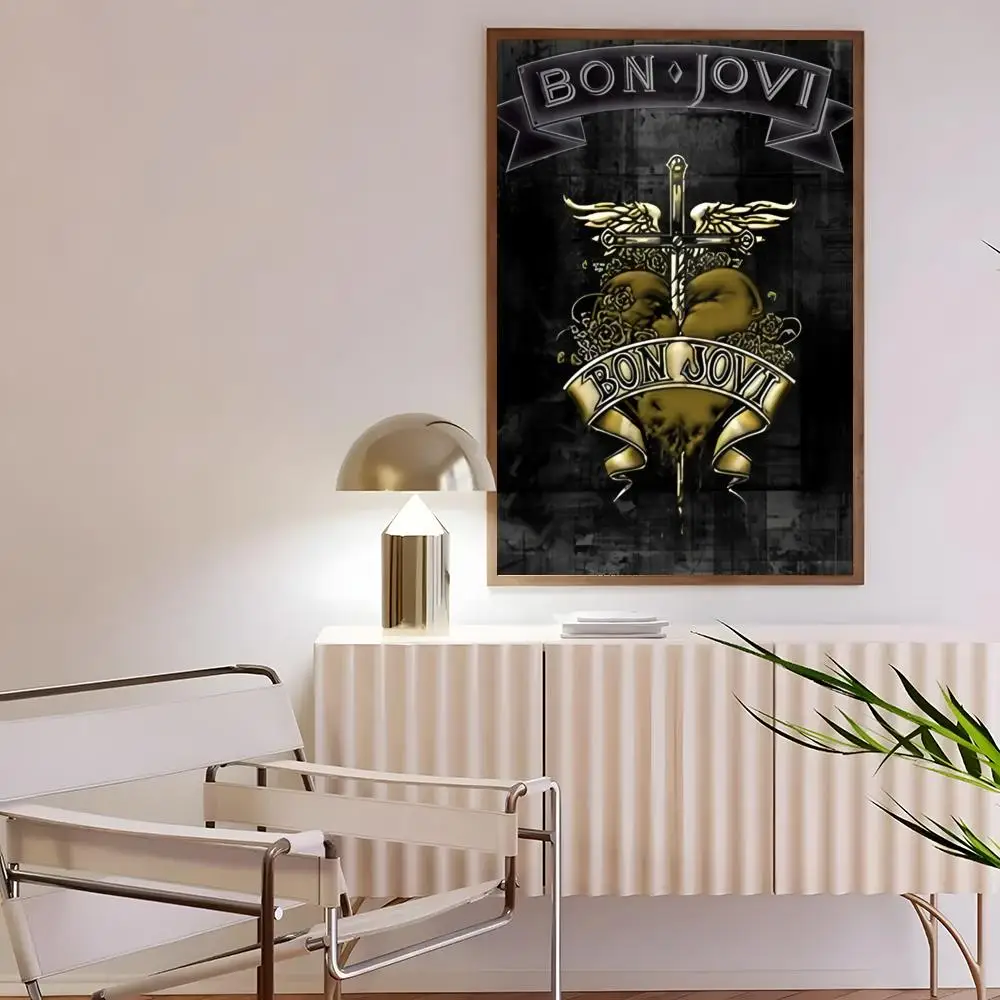 روك باند B-BON J-JOVIS ملصق HD ملصق فني للمنزل بار مقهى ديكور لتقوم بها بنفسك طباعة خمر لمكتب المنزل على الحائط
