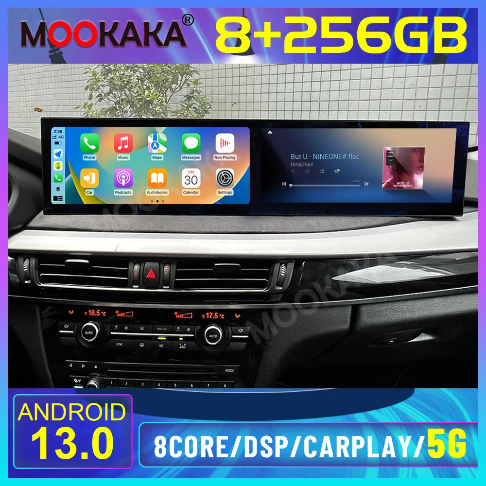 Android 13 12.3 inch 8+128G screen Qualcomm Carplay 4G BMW X5 2014-2017 Car Media Player GPS navigation Car radio screen headset