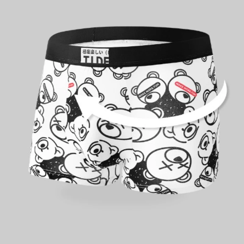 2024 New Men's U Convex Pouch Boxers Male Cute Printing Underwear Shorts Flat Panties Breathable Trend Boys Shorts Briefs Square