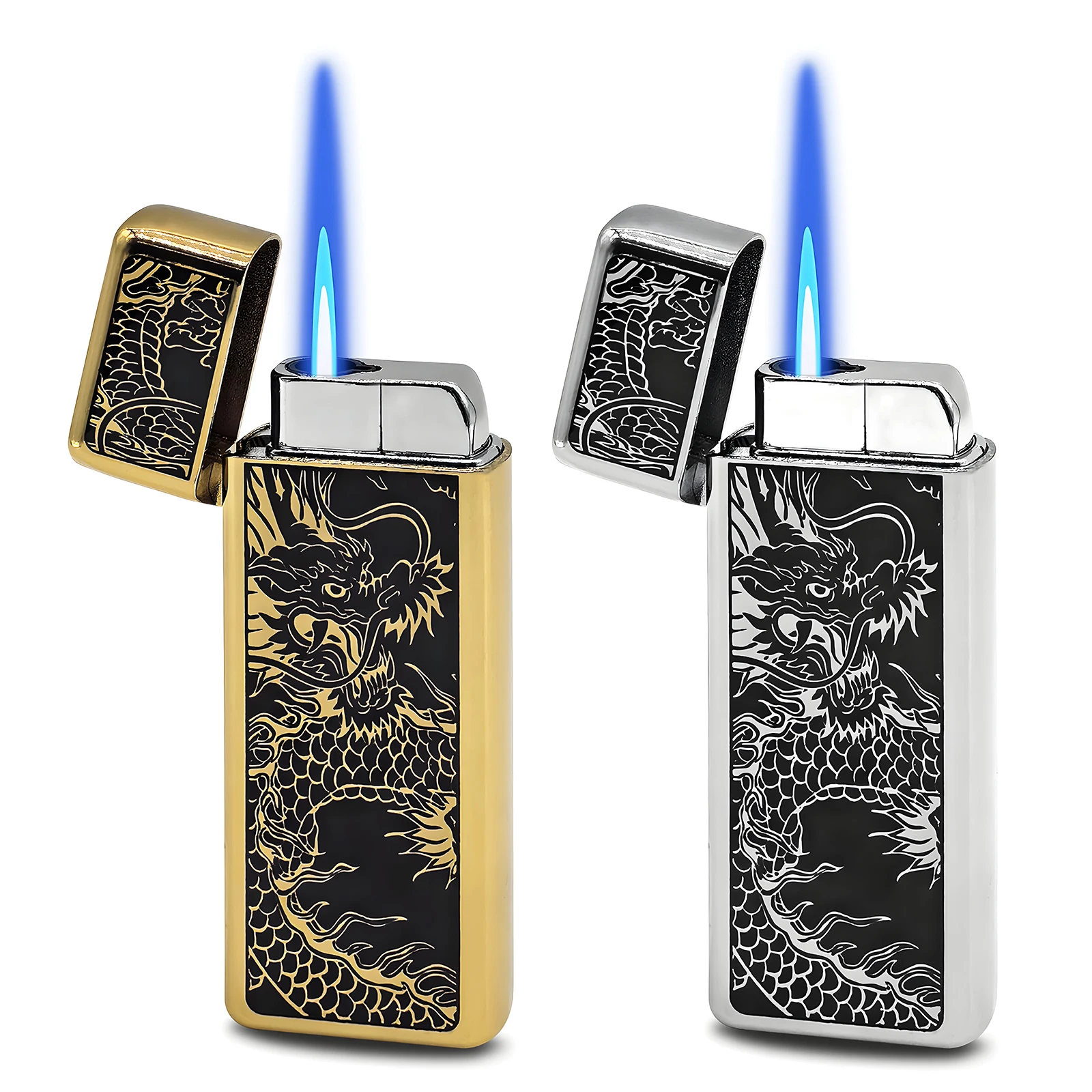 

2 Pack Dragon Design Windproof Jet Flame Torch Lighter Refillable Butane for Cigarette Cigar Gifts Family Use(Without Butane)