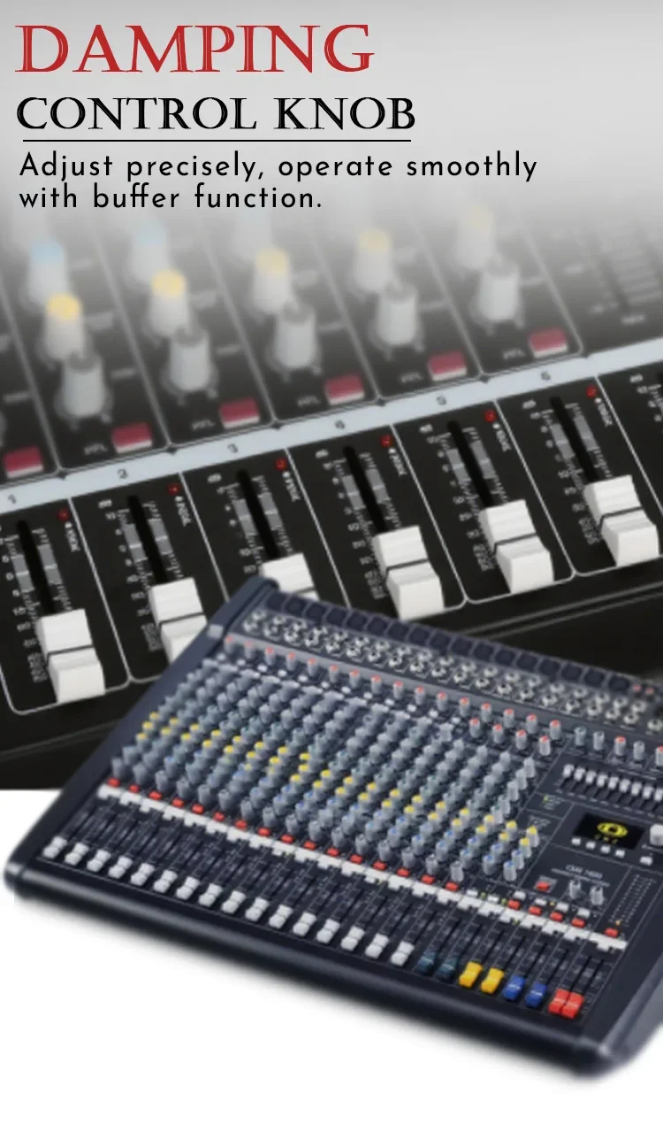 Paulkitson CMS1600-3 Audio-Mischpult mit 99 integrierten Effekten, 16 Kanälen, 48V Phantomspeisung für Bühne, Karaoke, Band, DJ-Show – Detail 5
