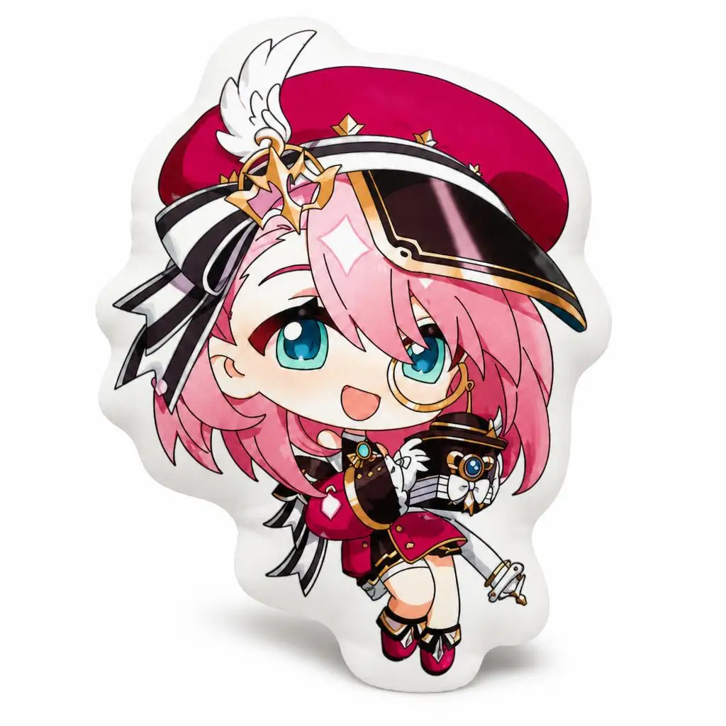 Genshin Charlotte Fontaine Anime Gamer Gaming Chibi Plush Pillow Cushion Irregular Stuffed Throw Pillow Home Decor Gift Sofa Bed