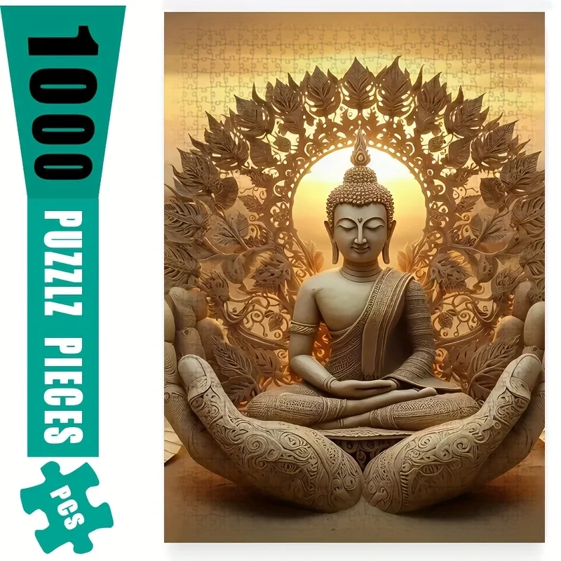 1000-teiliges Buddha-Meditationspuzzle – aufwendig für Lotusblumen und ruhiges Design, herausforderndes Puzzle für Erwachsene für die Familiene, Mi