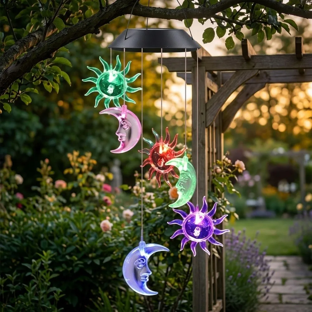 Gradient Decoration Solar Wind Chime Mesmerizing Ambiance Vibrant Color Display Mesmerizing Color Display Light