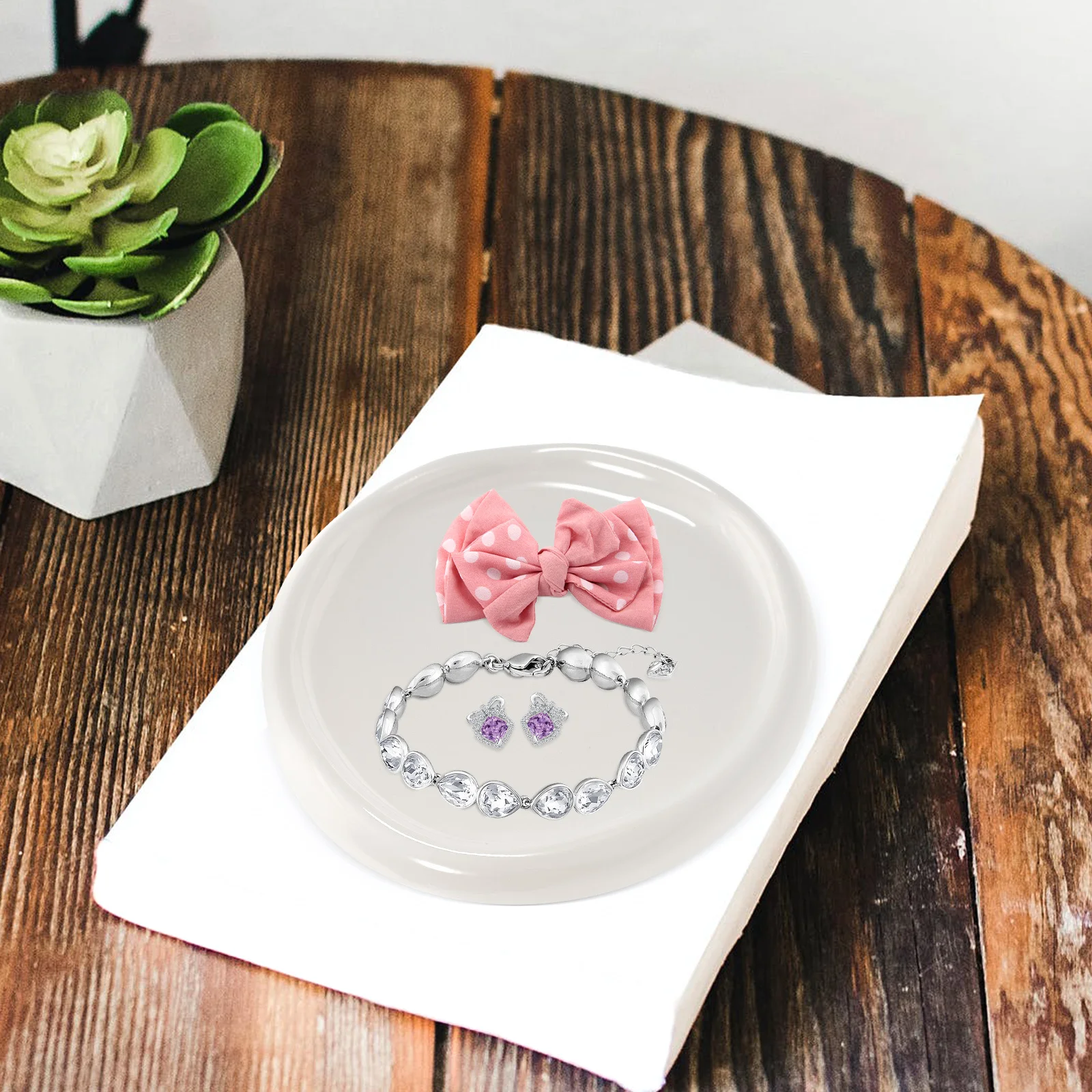 

Ceramic Storage Plate Multipurpose Ring Holder Elegant Trinket Tray Jewelry Organizer Desktop Storage Dish Home Decoration