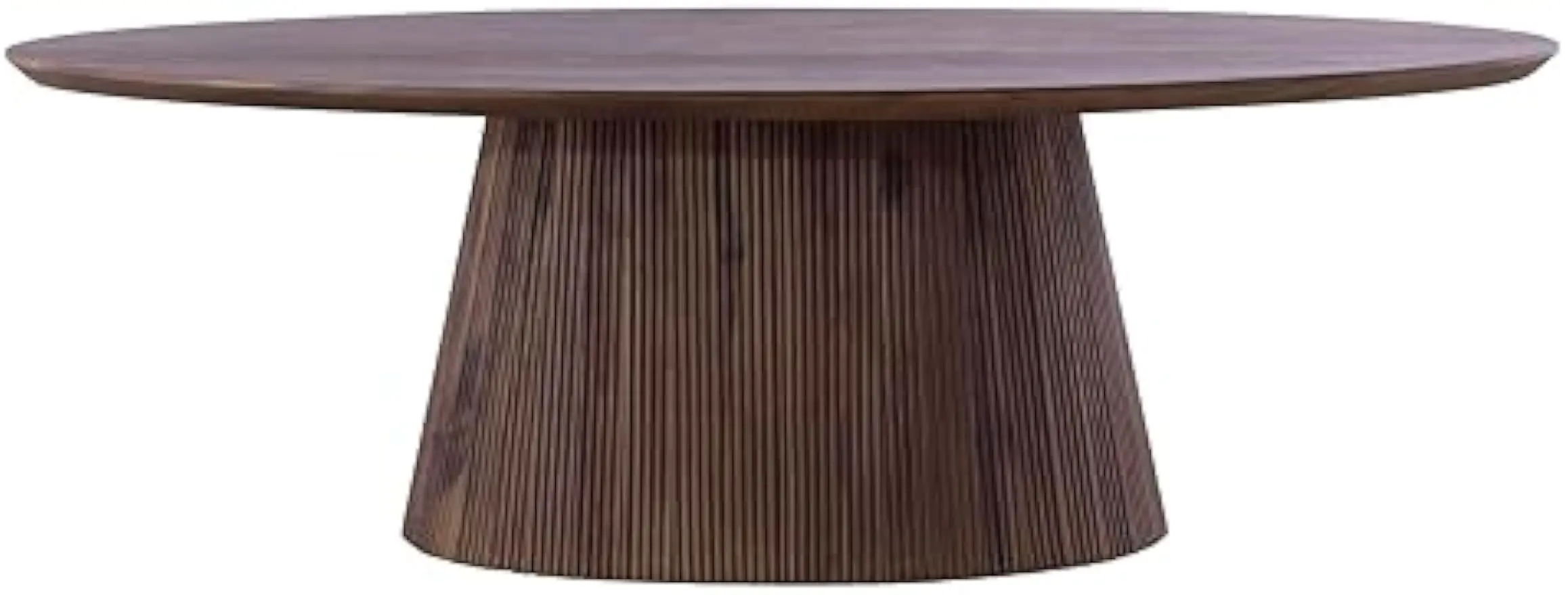 Round Coffee Table, Rustic Brown Wood Finish, Elegant Fluted Design, 47.25”x23.5”x15”, Spacious Tabletop, Easy Assembly for