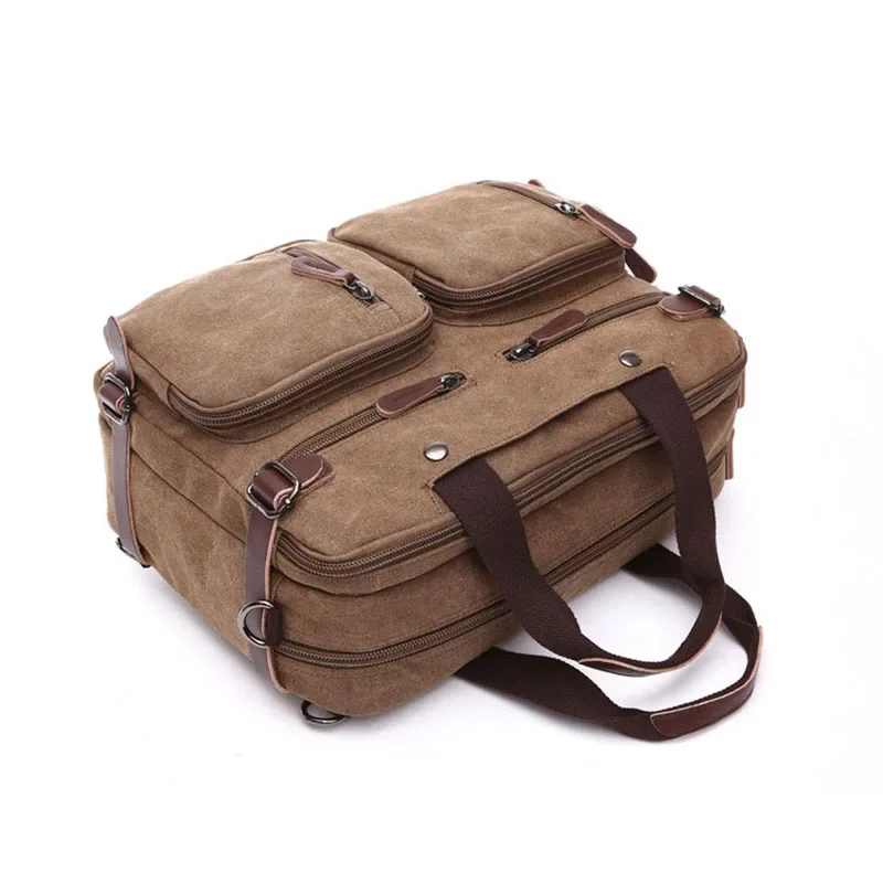 Casual Canvas Bag Business Briefcase Portable Travel Messenger Back Shoulder Bag Large Can Hold 17-inch Laptop Bags