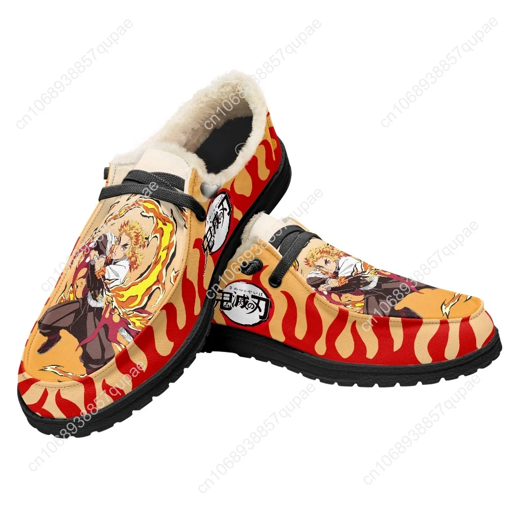 Kyojuro Rengoku Plush Flat Shoe Flame Hashira Men Women Teenager Outdoor Sneakers Lightweight Shoes Custom Shoes Footwear Shoe