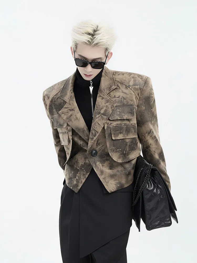 

Men's Short Thickened Cotton Shoulder Pad Winter Fashionable Casual Suit Jacket Korean Style Long Sleeve Loose Fit Youth Trend