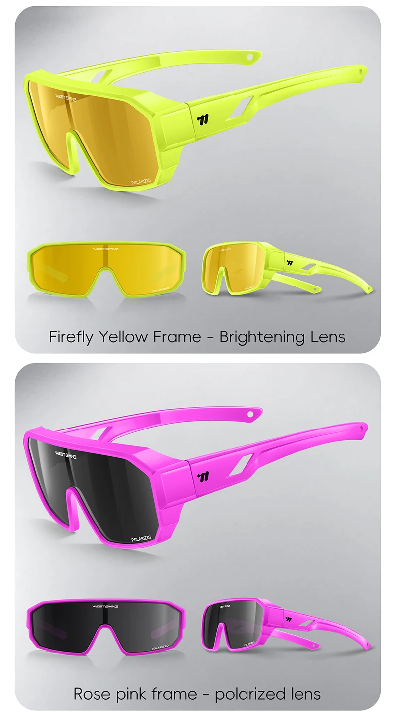 WEST BIKING Herren Großrahmige HD-Radsportbrille Kratzfeste Leichte 2-in-1 PC-Linse Lauf- und Fahrradzubehör – Detail 17