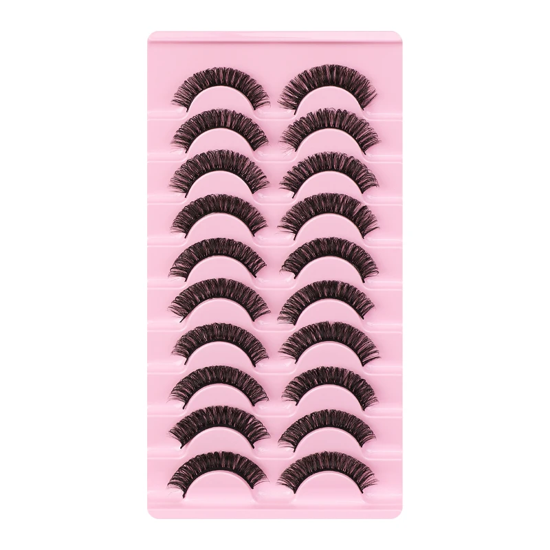 Ciglia in finto visone leggero naturale D Curl Russian Strip Ciglia in materiale domestico in fibra chimica per il trucco