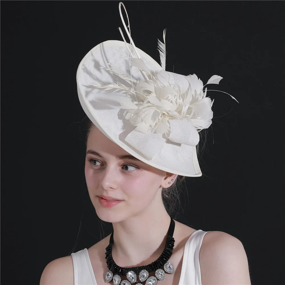 Sombrero fascinador de malla con plumas y flores, banda para el cabello, fiesta de noche, boda, té, nuevo