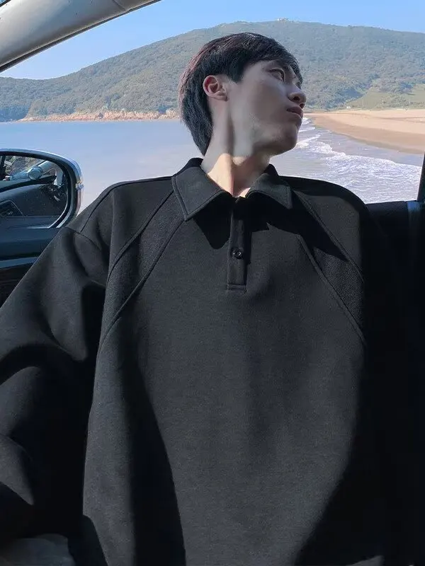 Stylish Oversize Long Sleeve Men's T-Shirt Shoulder Length  Shirt Inner Wear Sweatshirt for Autumn Casual Loose Fit